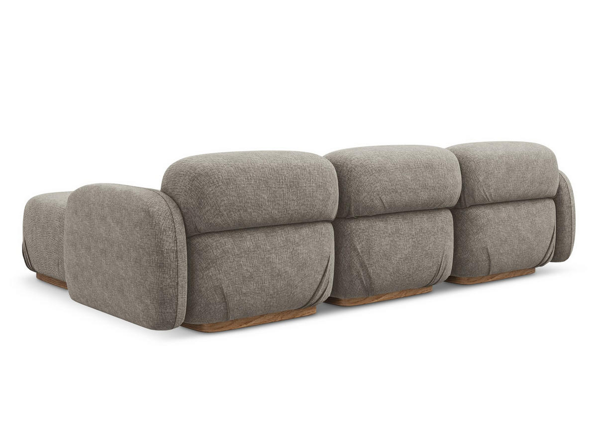 ECKSOFA Beidseitig Chenille Stoff Grau - Taupe/Braun, Holz/Textil (270/190cm) - Makamii