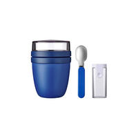 LUNCHPOT + FALTBARER LÖFFEL Ellipse Vivid Blue 500 + 200 ml - Blau, Kunststoff (10.7/16.9/10.7cm) - Mepal