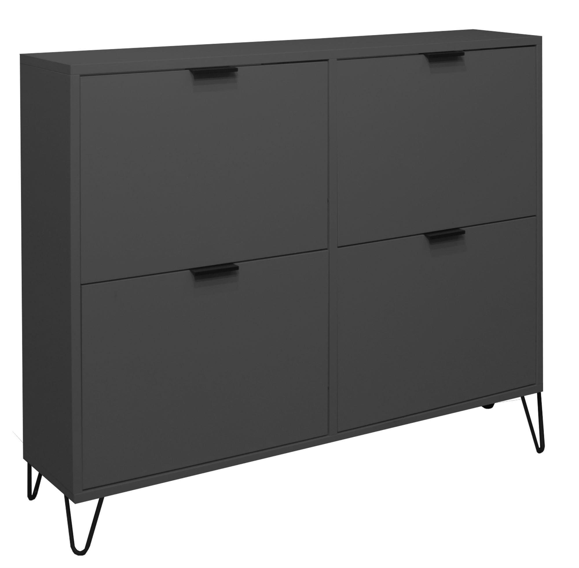 SCHUHSCHRANK Erna 120x25x101 Anthrazit matt Lack - Grau, Holzwerkstoff (120/101/25cm) - 58aufmkessel