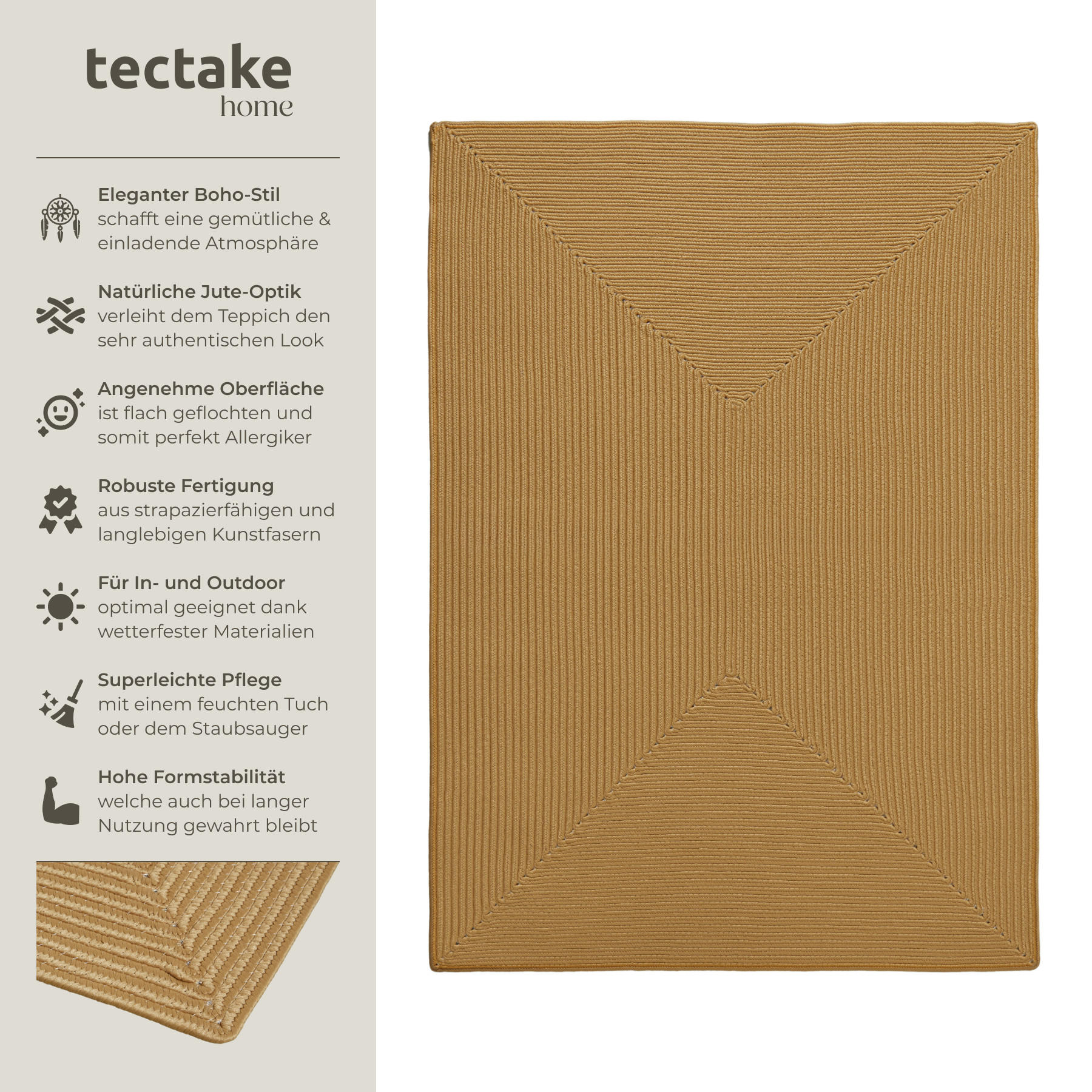 GEFLOCHTENER-TEPPICH Raya,strapazierfähig und pflegeleicht,braun - Braun, Textil (120/170cm) - tectake