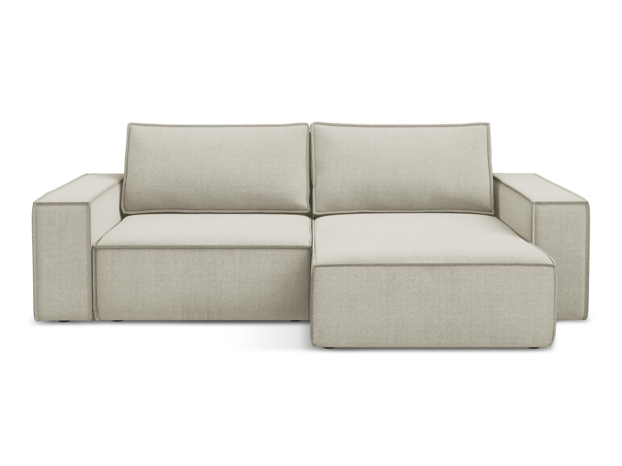 ECKSOFA mit Schlaffunktion Strukturstoff Stoff Beige - Beige/Creme, Kunststoff/Textil (257/148cm) - Makamii