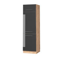 KÜCHENSCHRANK Fame-Line Anthrazit Hochglanz 60 cm - Honigeiche/Schwarz Hochglanz, Holzwerkstoff (60/206.8/58.1cm) - Vicco