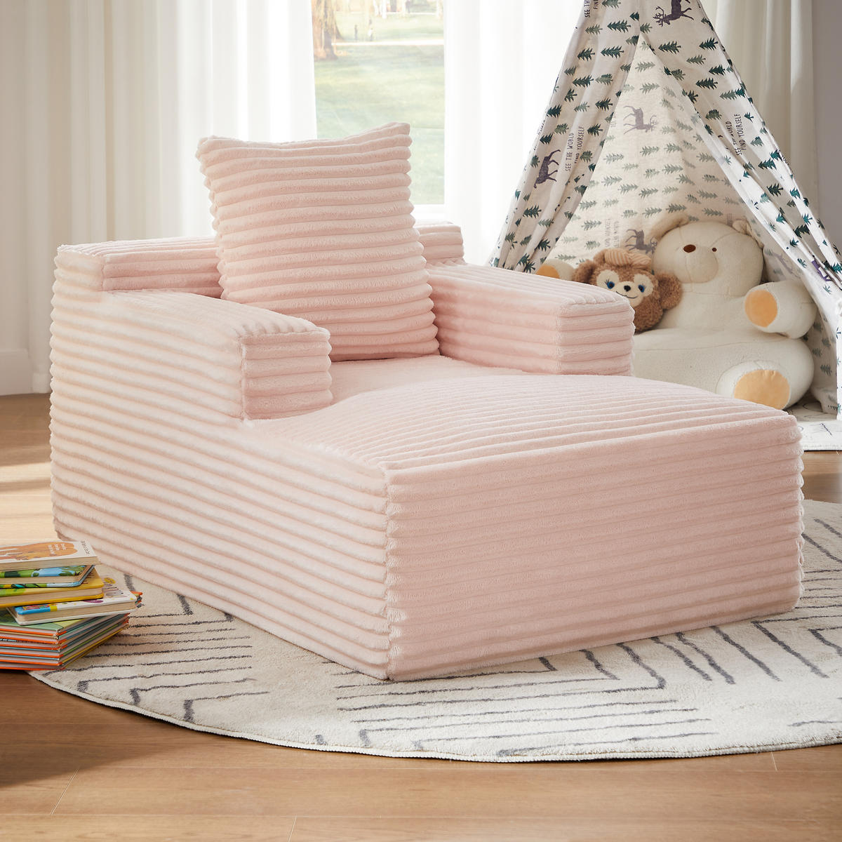 SCHLAFSESSEL DE-34918 Cord mit Schlaffunktion Rosa - Pink, Textil (81/50/117cm) - ComfortXL