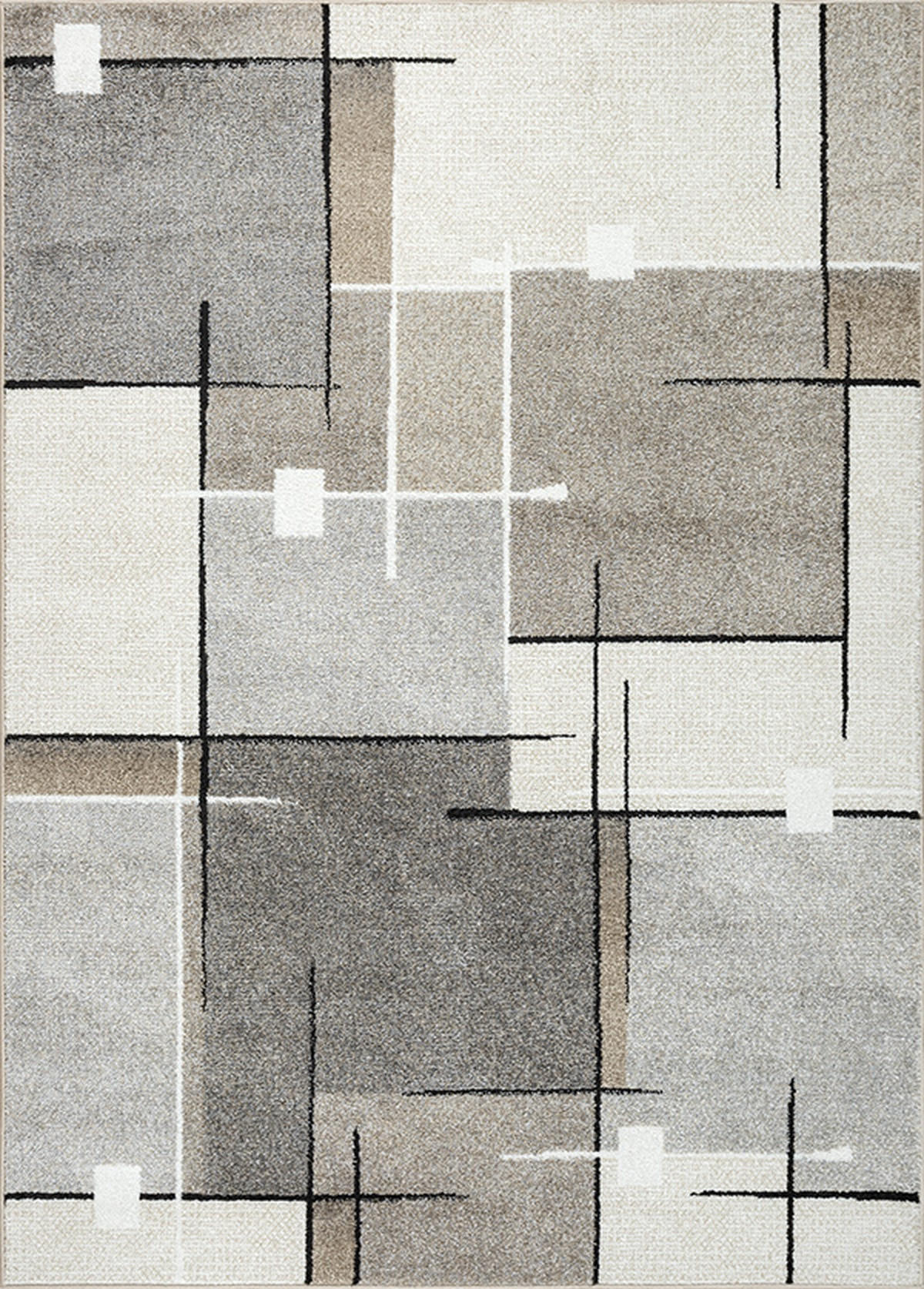 TEPPICH Niederflor Patchwork THUR Polypropylen Grau 140 x 200 cm - Beige, Textil (140/200cm) - KADIMA DESIGN