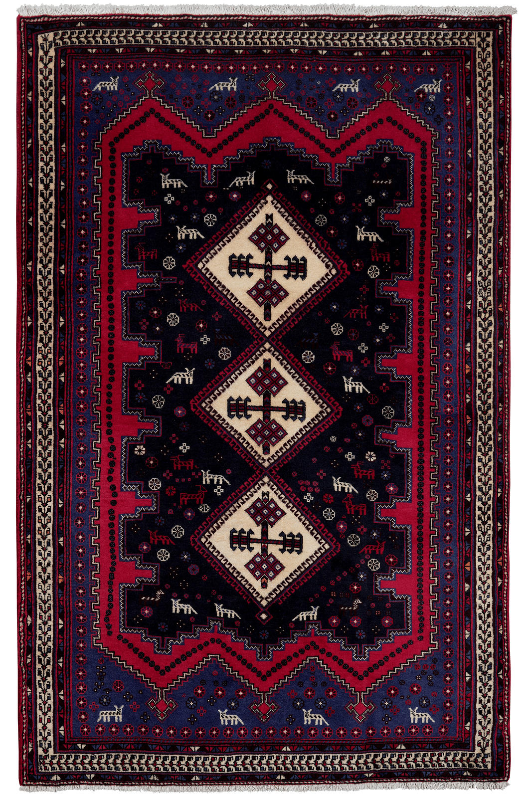 ORIENTTEPPICH handgeknüpft Afshar Blau 208/134 cm Schurwolle - Blau, Textil (134/208cm) - Looma