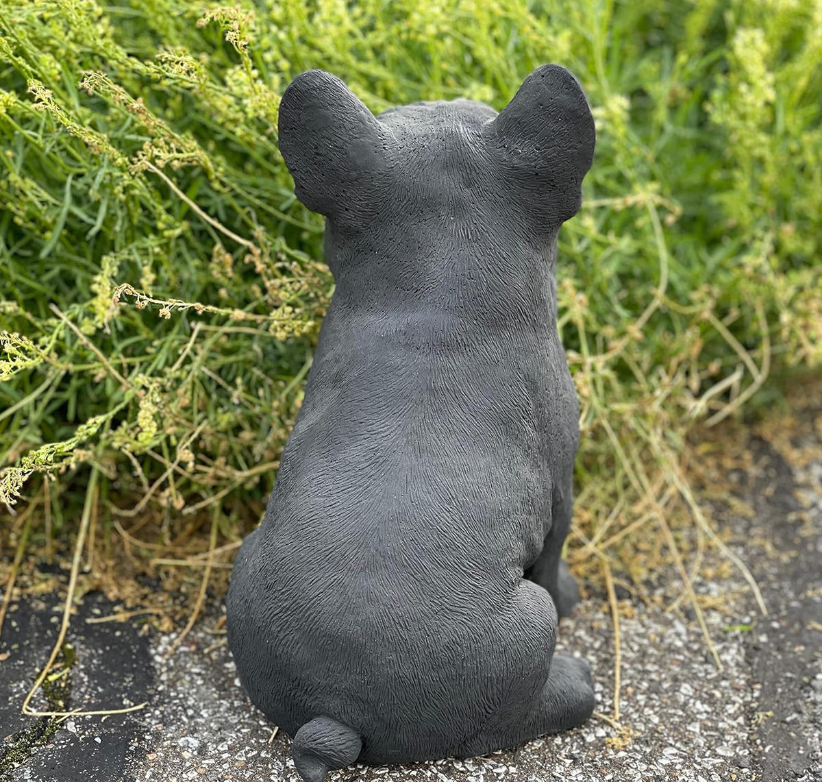 STEINFIGUR Frenchie schwarz Französische Bulldogge frostfest Steinguss - Schwarz, Stein (20/29/22cm) - stoneandstyle