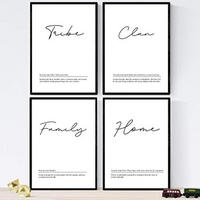 POSTER Set mit 4 Englisch ‚Familie‘ von Wörtern mit Definitionen A4 Schwarzer Rahmen - Schwarz, Papier (29.7/3cm) - Nacnic
