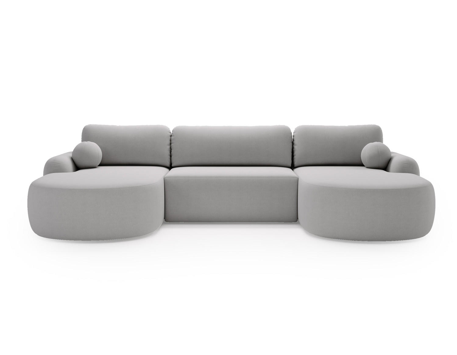 WOHNLANDSCHAFT DION-U Boucle HELLGRAU mit Schlaffunktion - Hellgrau, Textil (377/92/177cm) - Luxkor24