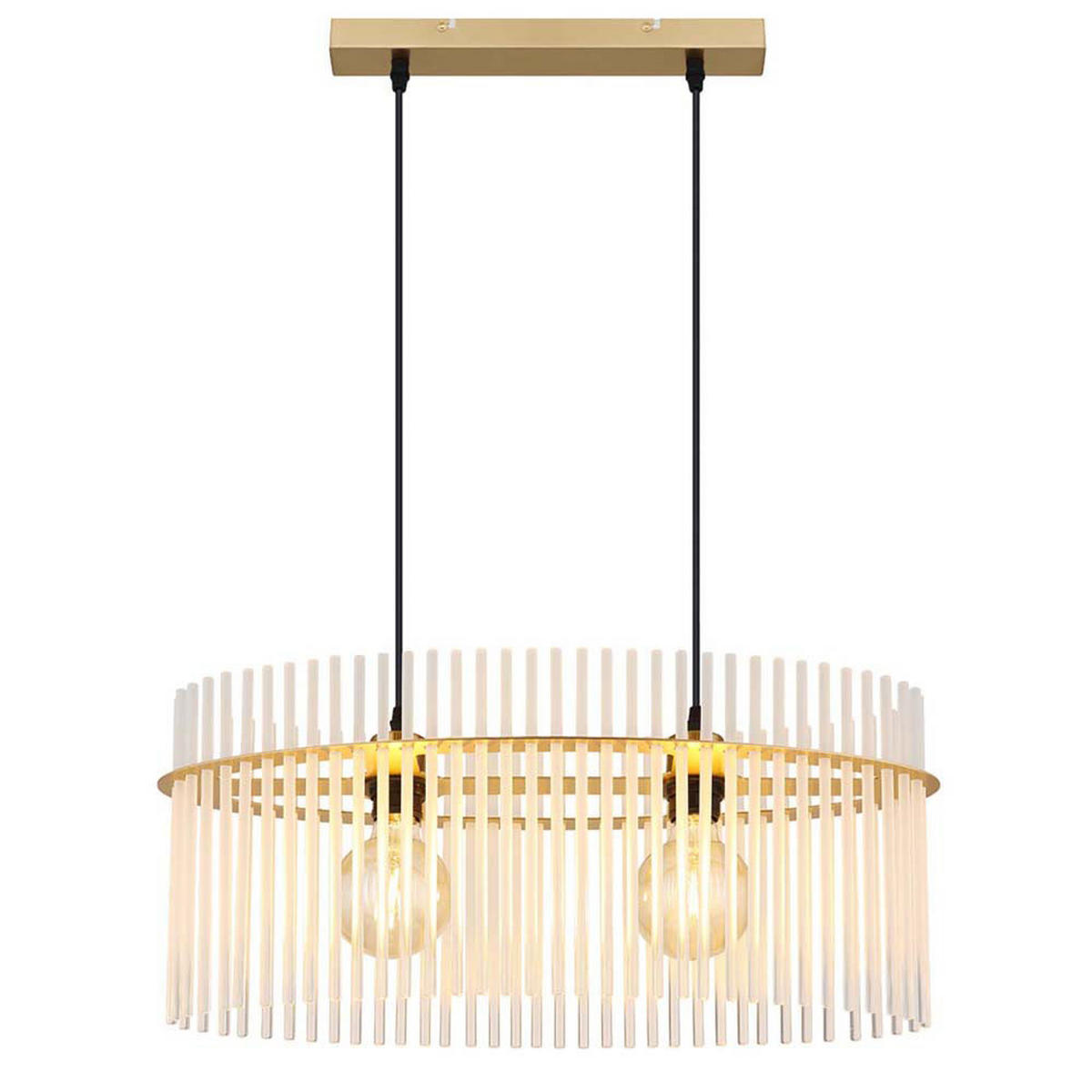 HÄNGELEUCHTE GORLEY Glasstäbe Opal Gold - Goldfarben, Glas (60/23/140cm) - Globo Lighting