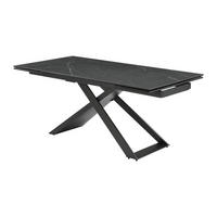 ESSTISCH für 6 bis 10 Personen ausziehbar - Keramik & Metall - Marmor-Optik Schwarz - XERENA - Schwarz, Glas (260/90/76cm) - Vente-Unique