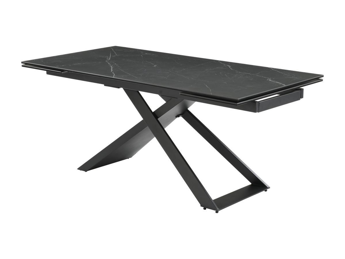 ESSTISCH für 6 bis 10 Personen ausziehbar - Keramik & Metall - Marmor-Optik Schwarz - XERENA - Schwarz, Glas (260/90/76cm) - Vente-Unique