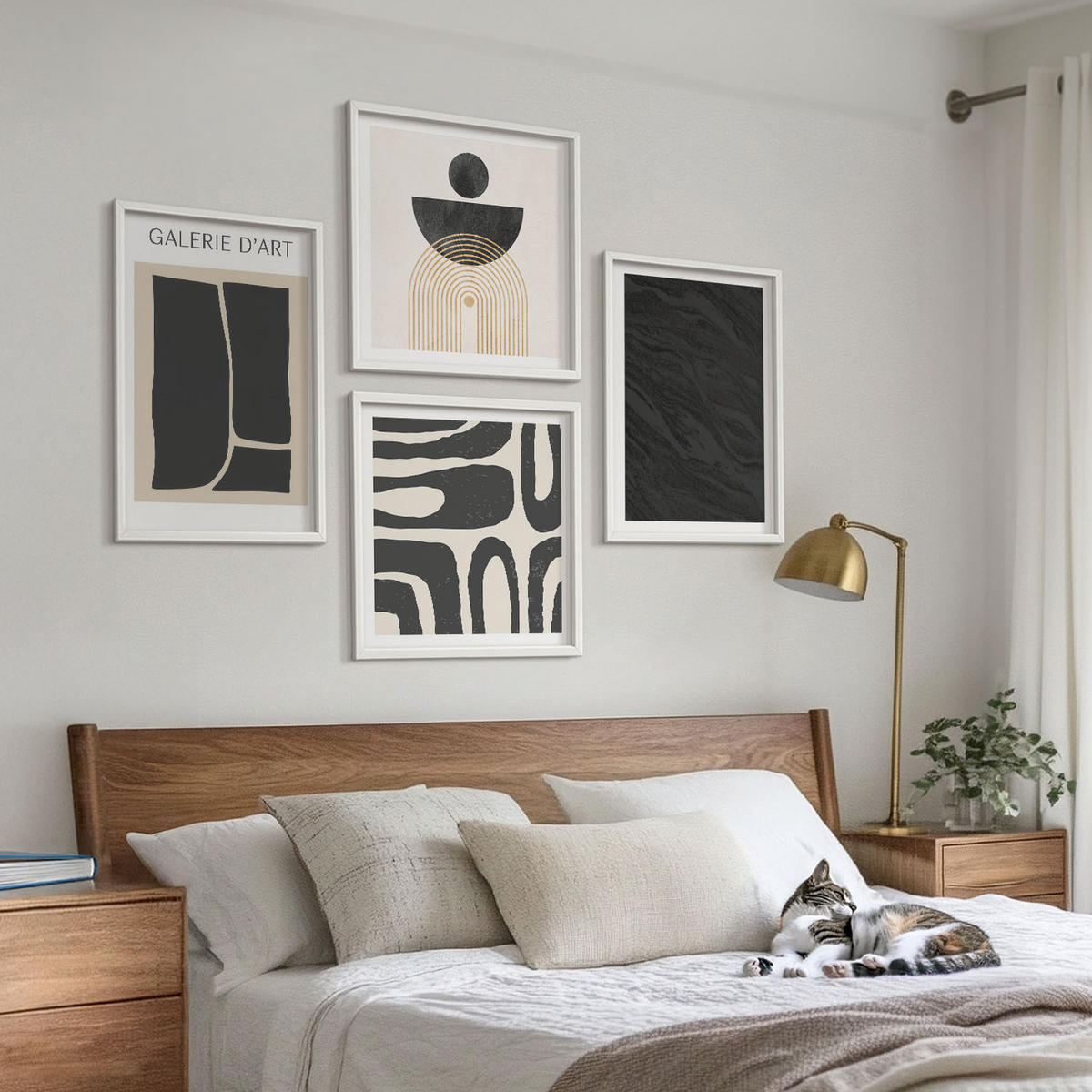 WANDBILDER 4er-Set - 50x50 cm & 40x60 cm Weißer Rahmen - Abstrakte Marmorformen - Weiß, Kunststoff (50/50cm) - ArtPrintCave