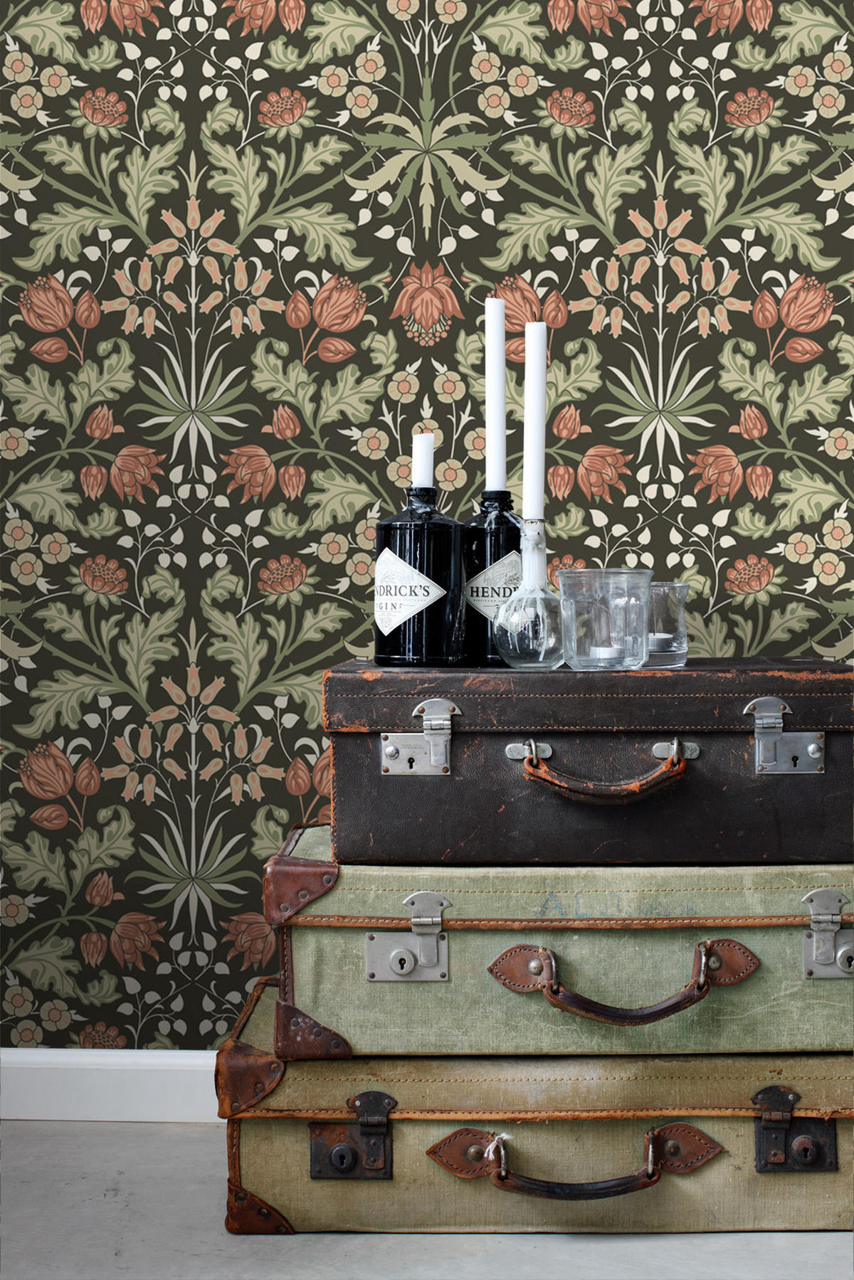 TAPETE Blumenmuster im Jugendstil 50 x 900 cm - Grün, Papier (50/900cm) - ESTAhome
