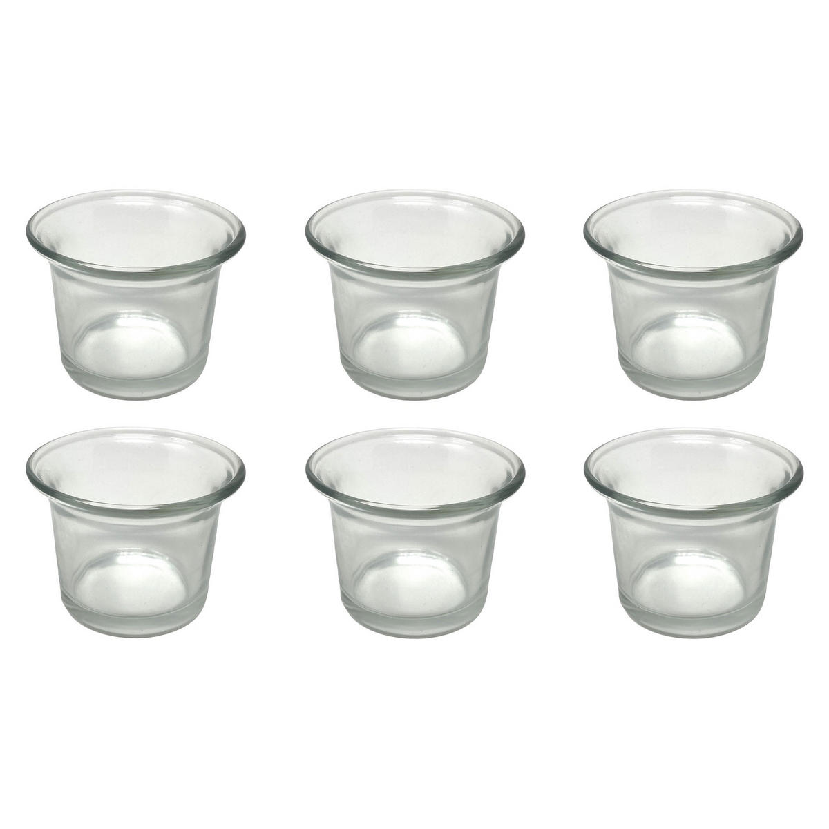 TEELICHTGLÄSER 6-er Set geschwungen 4,5 cm hoch - Transparent, Glas (4.5cm) - DanDiBo