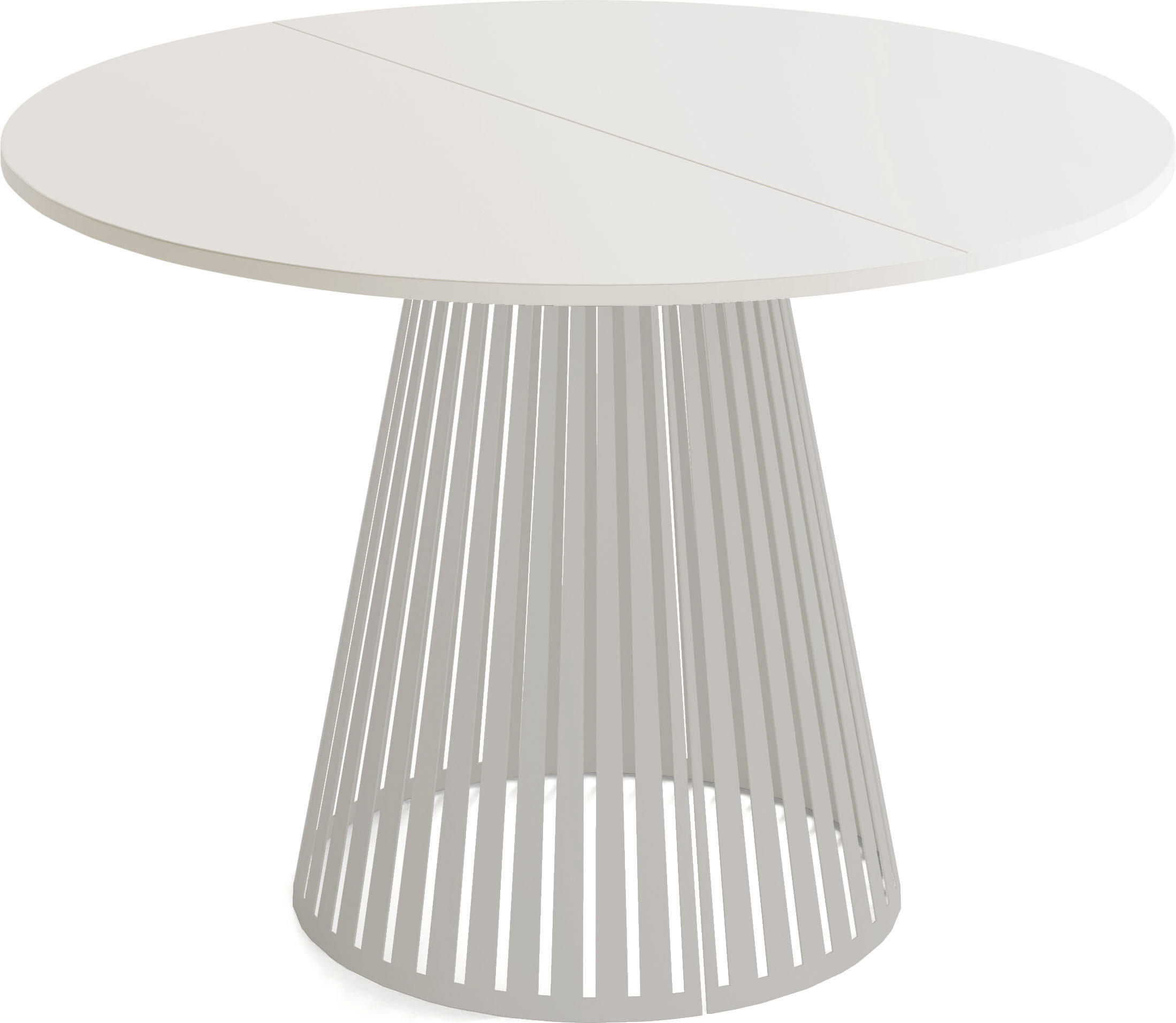 ESSTISCH Naro rund ausziehbar mit Lamellen-Metallgestell in Grau-Beige, Grau-Beige 120-200/120/76 cm - Kaschmir/Beige, Holzwerkstoff/Metall (120/120/76cm) - WFL GROUP