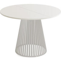 ESSTISCH Naro rund ausziehbar mit Lamellen-Metallgestell in Grau-Beige, Grau-Beige 120-200/120/76 cm - Kaschmir/Beige, Holzwerkstoff/Metall (120/120/76cm) - WFL GROUP