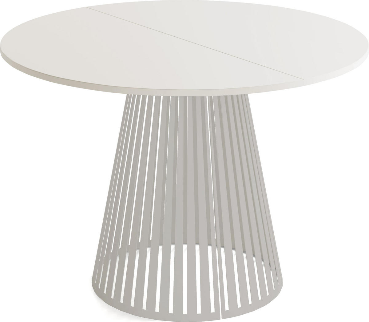 ESSTISCH Naro rund ausziehbar mit Lamellen-Metallgestell in Grau-Beige, Grau-Beige 120-200/120/76 cm - Kaschmir/Beige, Holzwerkstoff/Metall (120/120/76cm) - WFL GROUP