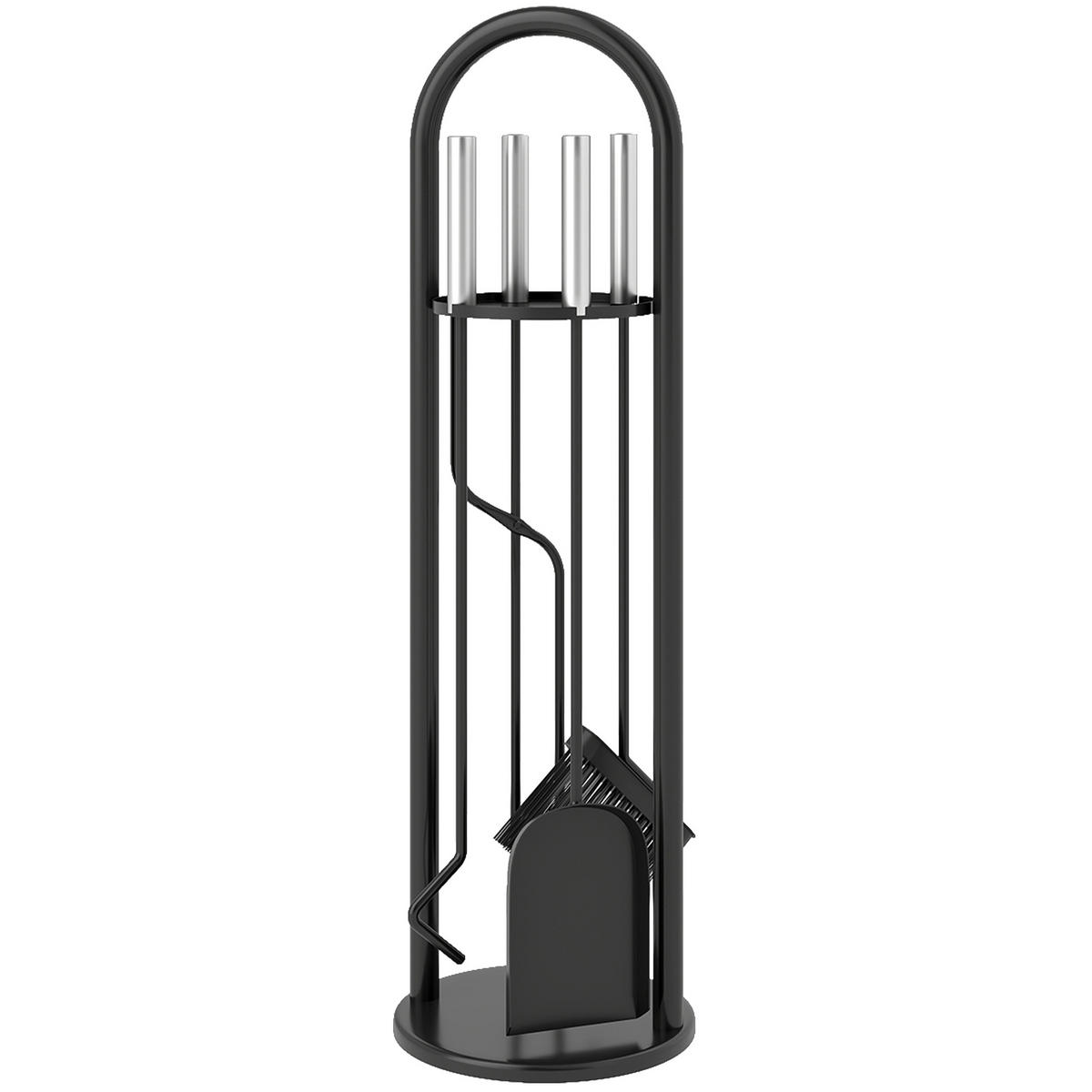 KAMINBESTECK DE-10326 5-teilig mit Ständer Schwarz - Schwarz, Metall (20/71/20cm) - ComfortXL