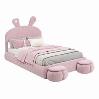 POLSTERBETT mit Stauraum 140x200 cm Samt Pink 2 Hocker - Pink, Metall (140/200cm) - Meubliv