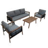 SOFAGARNITUR 4-teilige Aluminiummit schwarzer Rattan-Aufbewahrungsbox Holz - Braun, Metall