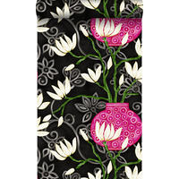 TAPETE Magnolie 53 cm x 10.05 m - Schwarz, Papier (53/1000cm) - Origin Wallcoverings