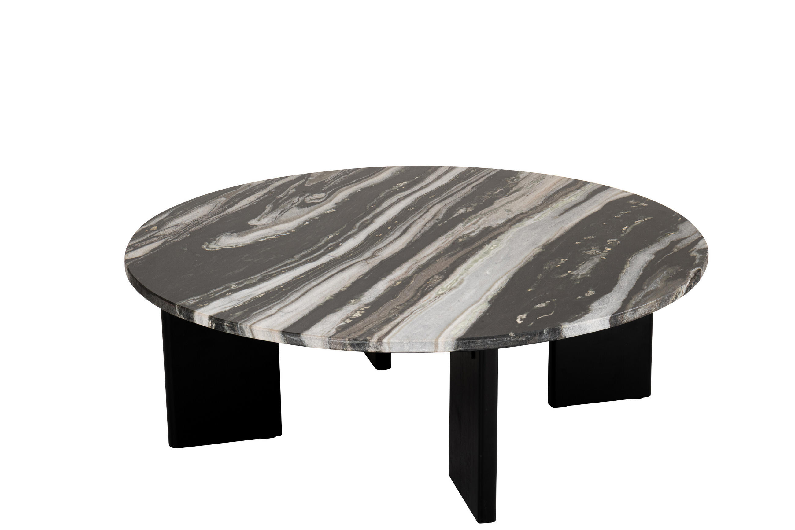 COUCHTISCH MATHILDE MARMOR Schwarz - Schwarz/Weiß, Stein (90/90/30cm) - J-Line