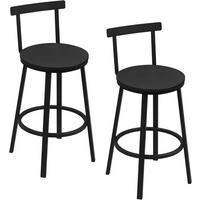 BARHOCKER 2er Set mit Lehne, Schwarz - Schwarz, Holzwerkstoff/Metall (51.5/89/51.5cm) - Woltu