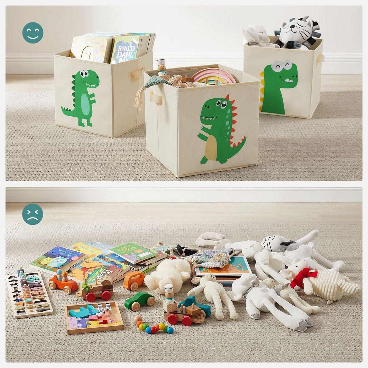 AUFBEWAHRUNGSBOX FÜR KINDER 3ER-SET - Multicolor, Textil (30/30/30cm) - Hansiro