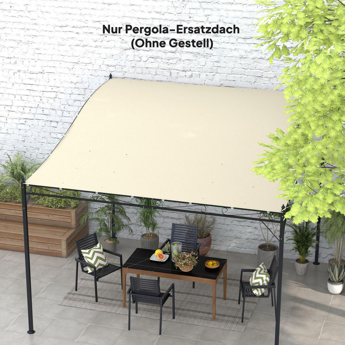 ERSATZDACH für Pergola 297 x 243 cm Sonnensegel für 3 x 2,5 m Pavillon Beige - Beige, Kunststoff (243/1/297cm) - Outsunny