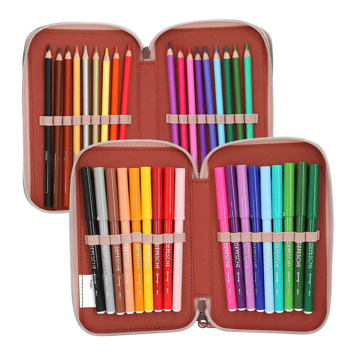 3-FACH FEDERTASCHE FUR-EVER FRIENDS TOPModel rosa 7,5 x 13 x 20 cm - Rosa, Kunststoff (13/20/7.5cm) - Depesche Germany