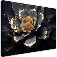 WANDBILD goldene blume abstrakt 3d - Schwarz, Textil (60/40cm) - Feeby