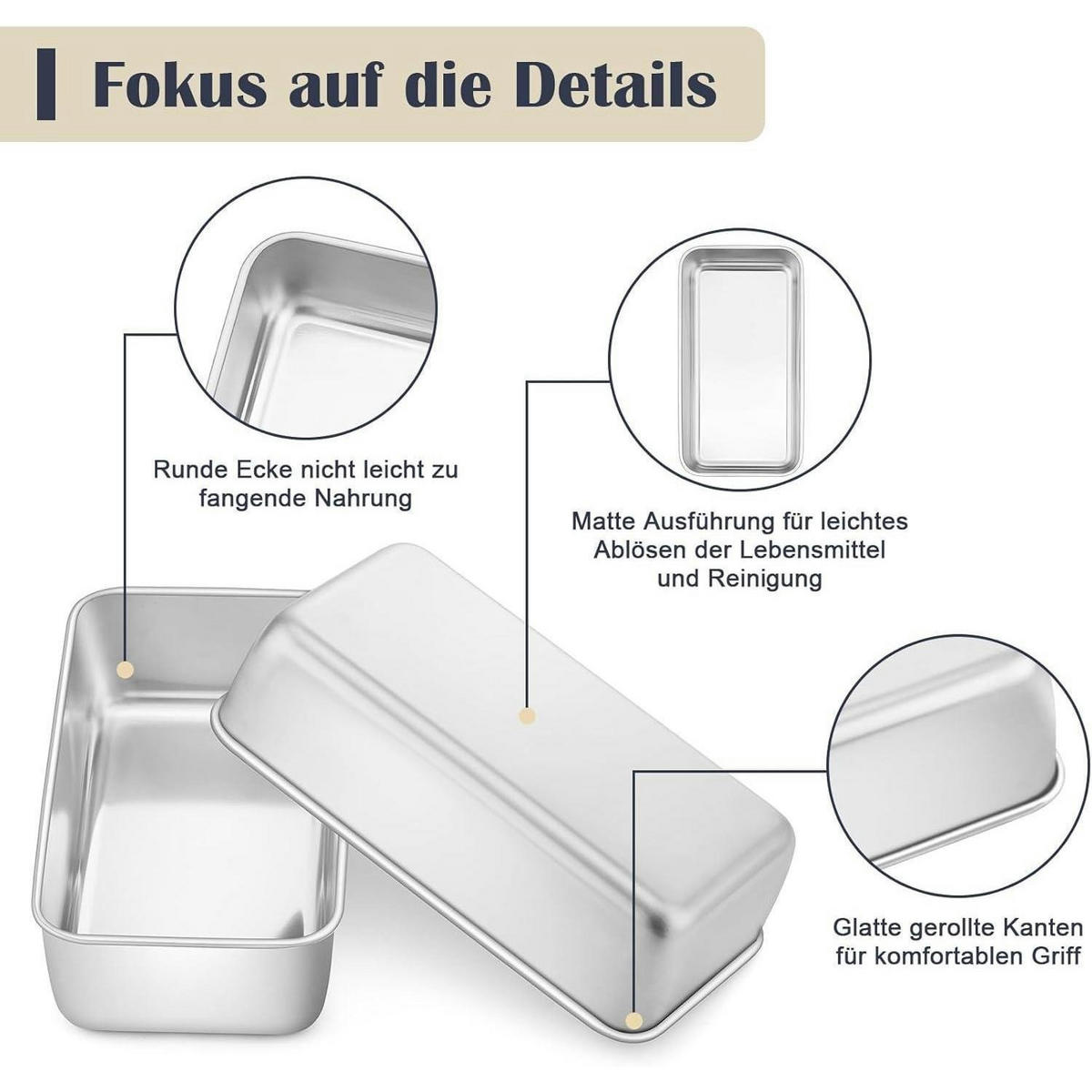 BROTBACKFORM 2er-Set Edelstahl 23,5 x 12,5 x 6,5 cm - Silberfarben, Metall (12.4/6.5/23.5cm)