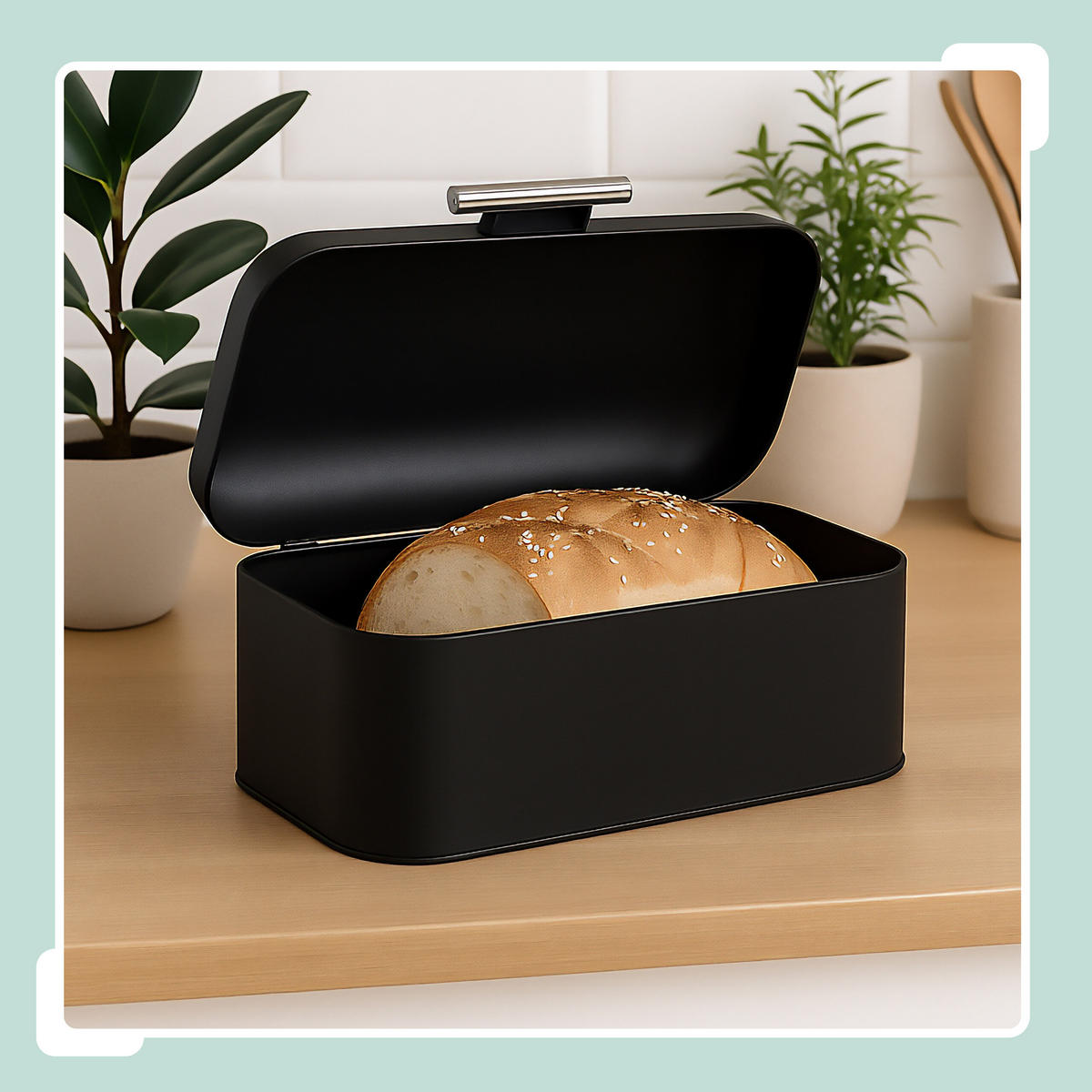BROTKASTEN - Schwarz, Textil/Metall (30/15.5/21cm) - Relaxdays