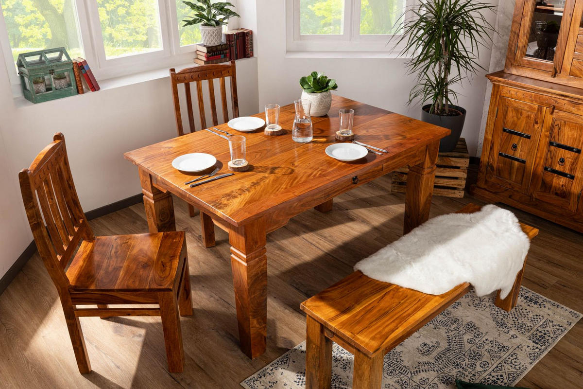 ESSTISCH Akazie 180x90x76 honig lackiert OXFORD #0604 - Braun, Holz (180/90/76cm) - Massivmoebel24