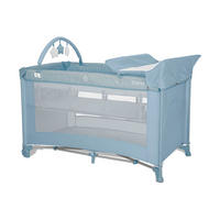 REISEBETT Torino plus 2 hellblau Wickelauflage Spielbogen Räder faltbar - Blau, Kunststoff (70/127cm) - Lorelli