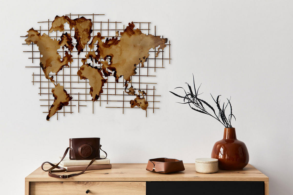 WANDDEKO Gold 100/75 cm - Beige/Goldfarben, Metall (3/75/3cm) - KUNSTLOFT