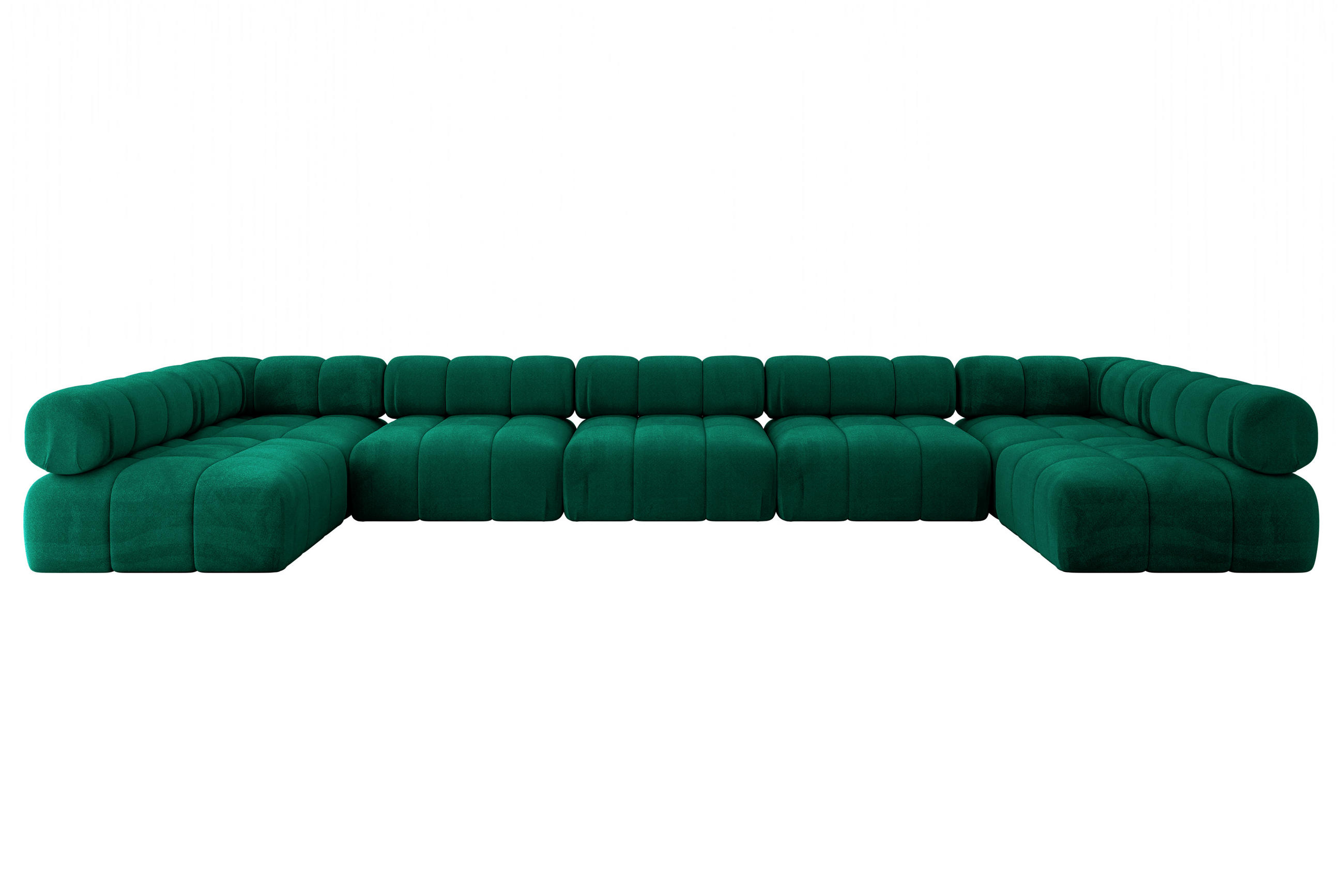ALTDECOR SEDACÍ souprava WOHNLANDSCHAFT modulární pohovka Garvo-U3 – 475 × 190 × 70 cm, tmavě zelená barva veluru