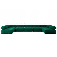 WOHNLANDSCHAFT modulares Sofa Garvo-U3 - 475x190x70 cm Dunkelgrün Velours - Dunkelgrün, Holzwerkstoff/Textil (475/70/190cm) - ALTDECOR