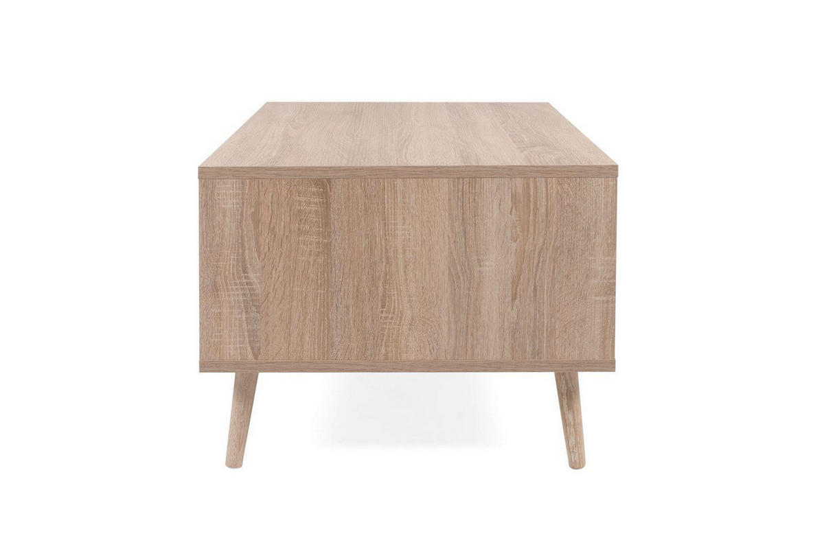 COUCHTISCH Malmö 55A - in Sonoma Eiche mit Bast-Dekor - Sonoma Eiche, Holzwerkstoff (60/100/46cm) - möbelvita