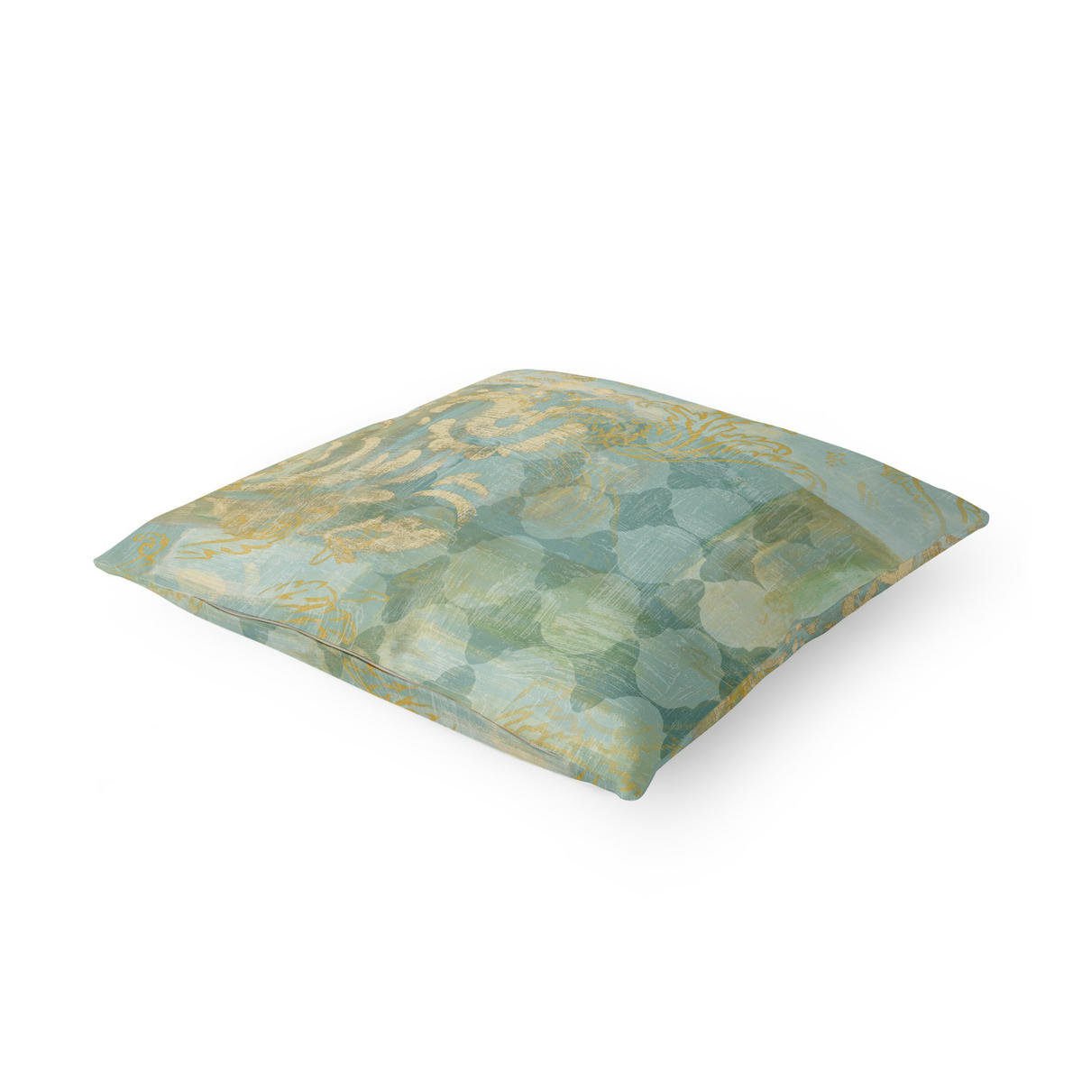 KISSENBEZUG Marokkanische Collage in Gold und Türkis 50/50 cm - Goldfarben, Textil (50/50cm) - Bilderwelten