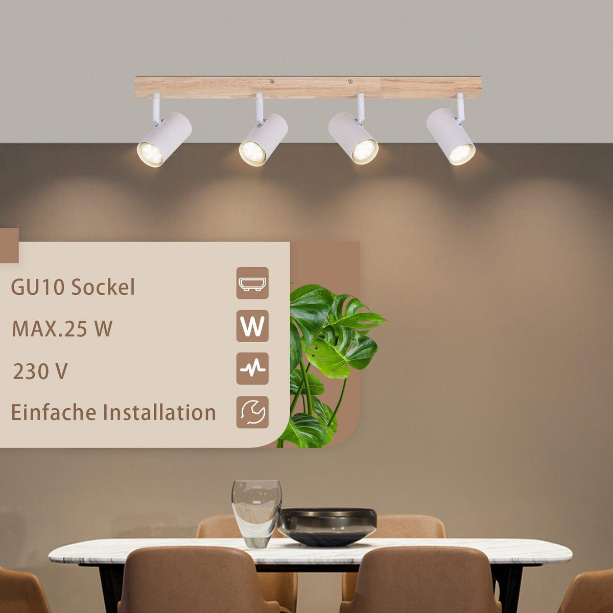 STRAHLER Koblenz 4-flammig 60/10.5/14.5 cm - Braun, Metall (60/10.5/14.5cm) - Nettlife