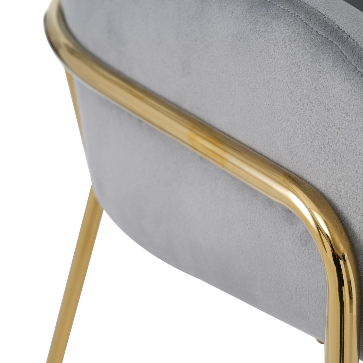 ESSZIMMERSTUHL 4er-Set Samt Grey mit Metallbeinen - Grau, Metall (53.1/79/53cm) - Meubliv