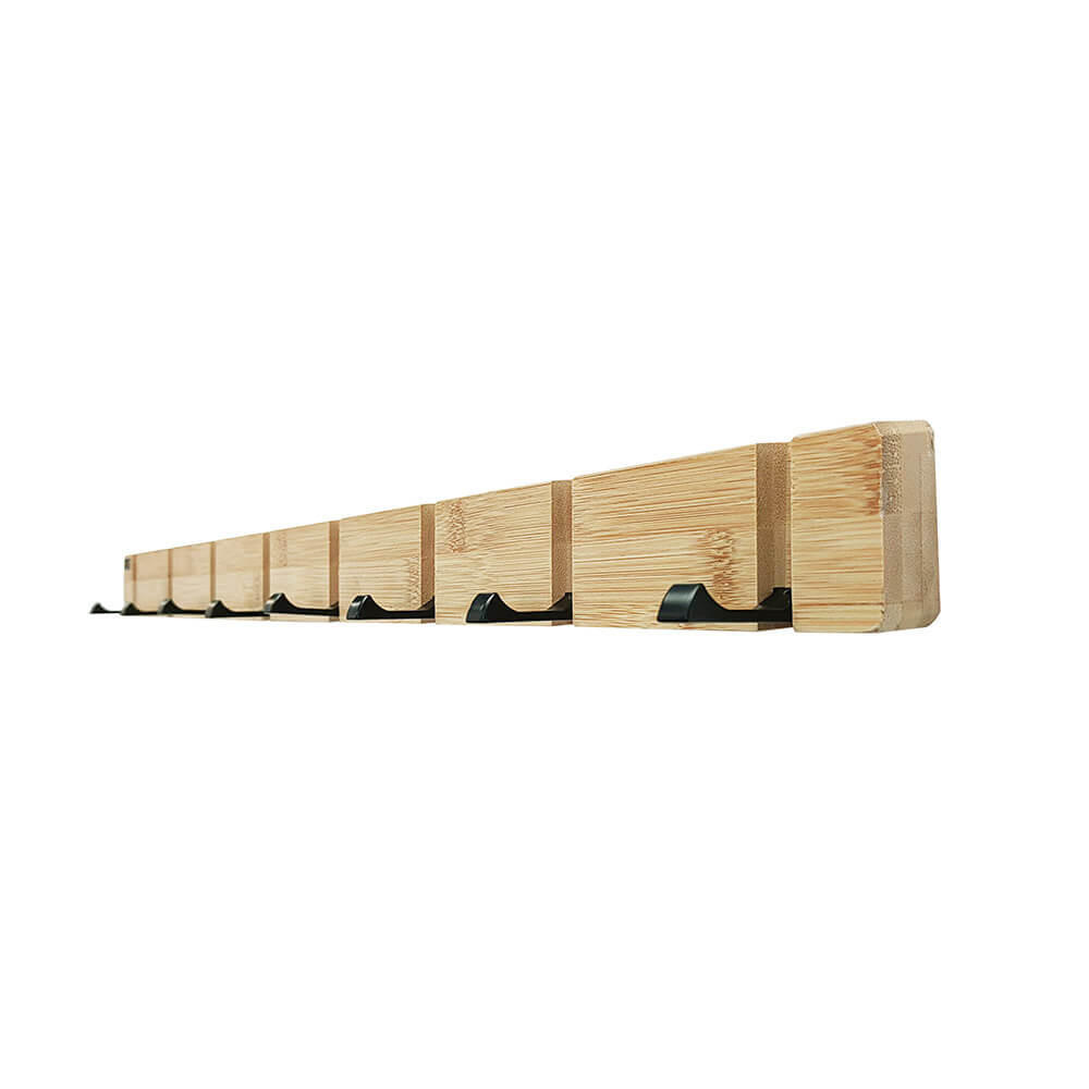 GARDEROBENLEISTE HOOK - Bambus, 8 x Haken - Naturfarben, Holz (2/5.5/82cm) - Home Deluxe