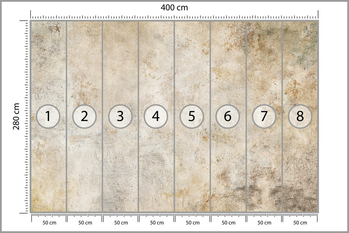 FOTOTAPETE für Wohnzimmer Minimal Beige Betonwand 400x280 - Gelb/Beige, Papier (400/280cm) - Muralo