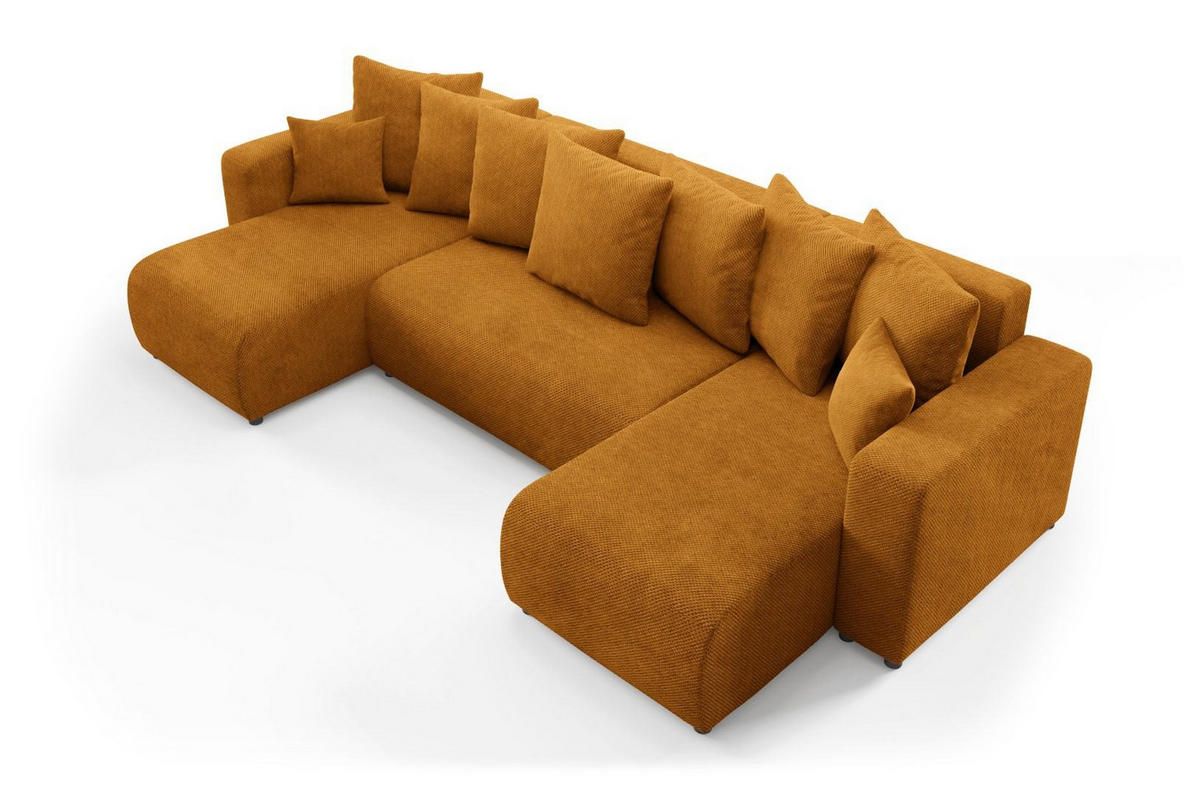 ECKSOFA mit Schlaffunktion Gelb - Currygelb, Textil (318/145cm) - Furnisell