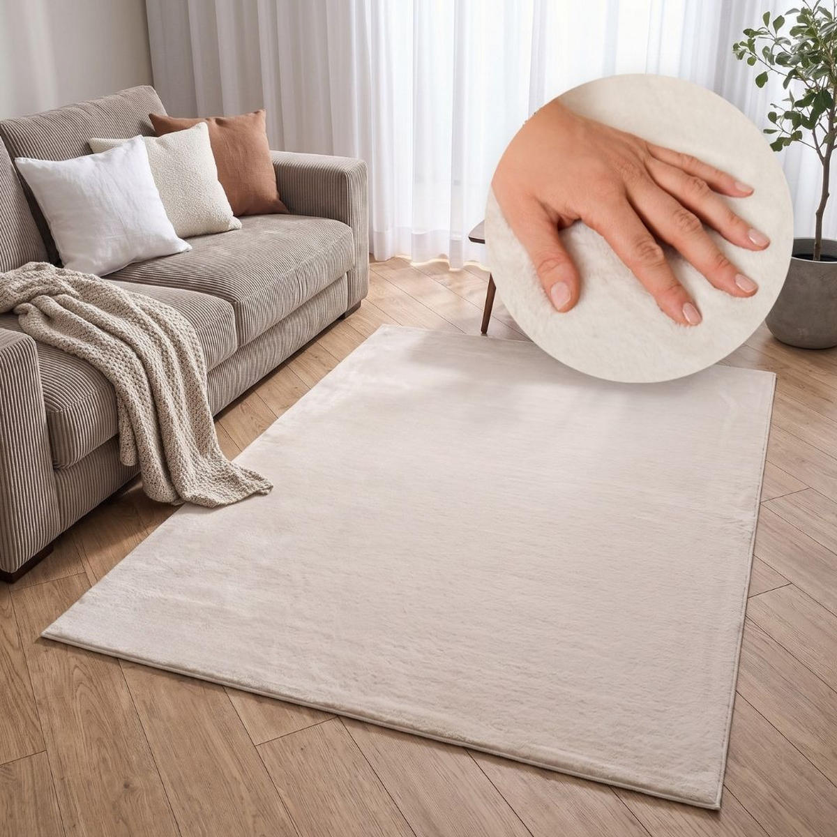 KURZFLORTEPPICH LUMI creme kuschelweich waschbar 80/150 cm - Creme, Textil (80/150cm) - Tapiso