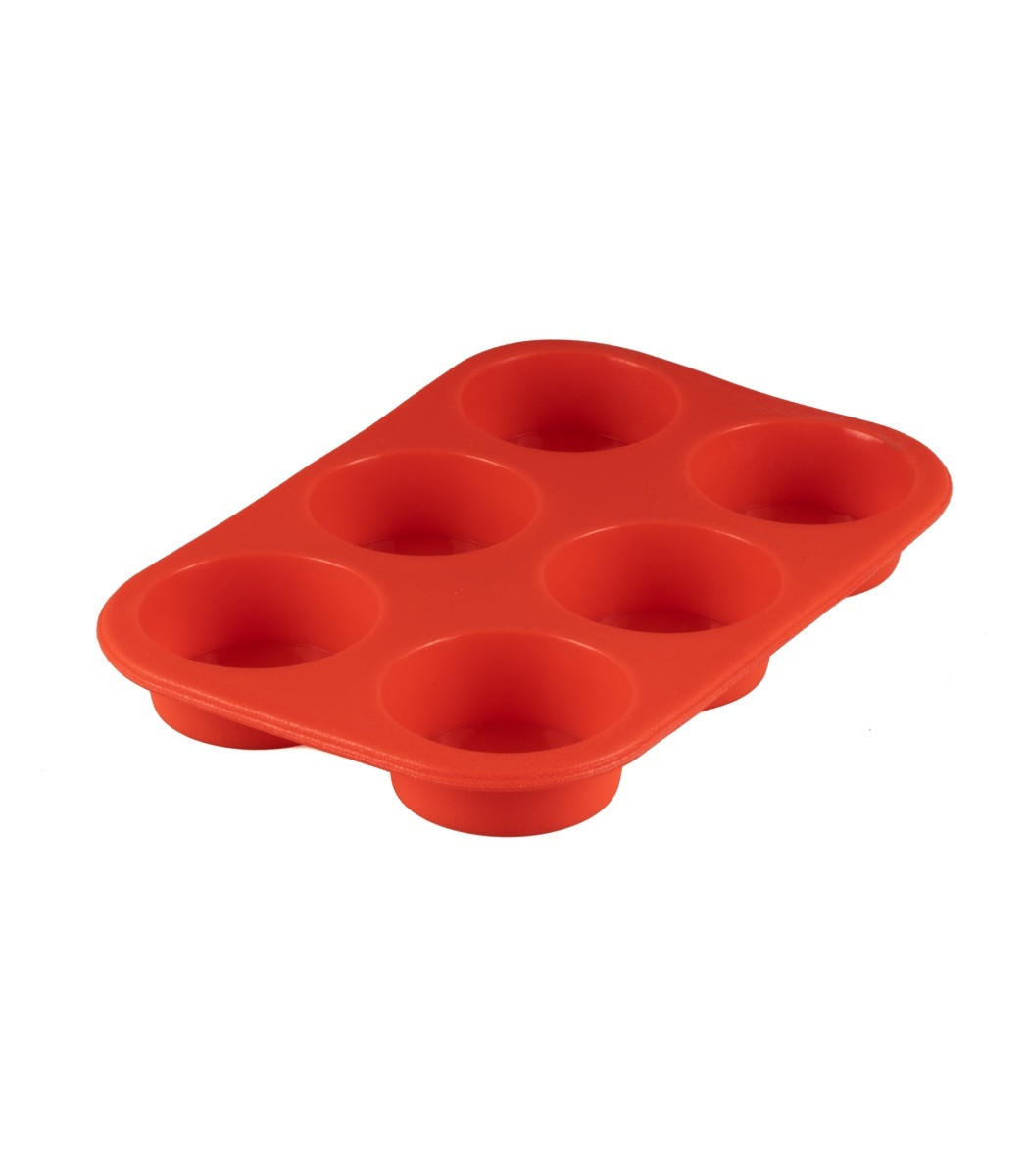 MUFFINBLECH Muffinbackform - 6 Muffins - Silikon - Rot, Kunststoff (18/3/7cm)