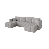 SEDACÍ SOUPRAVA DO U s funkcí spaní a úložným prostorem GARD-U 300x146x85 světle šedá bouclé - černá/stříbrná, kompozitní dřevo/textil (300/85/146cm) - ALTDECOR