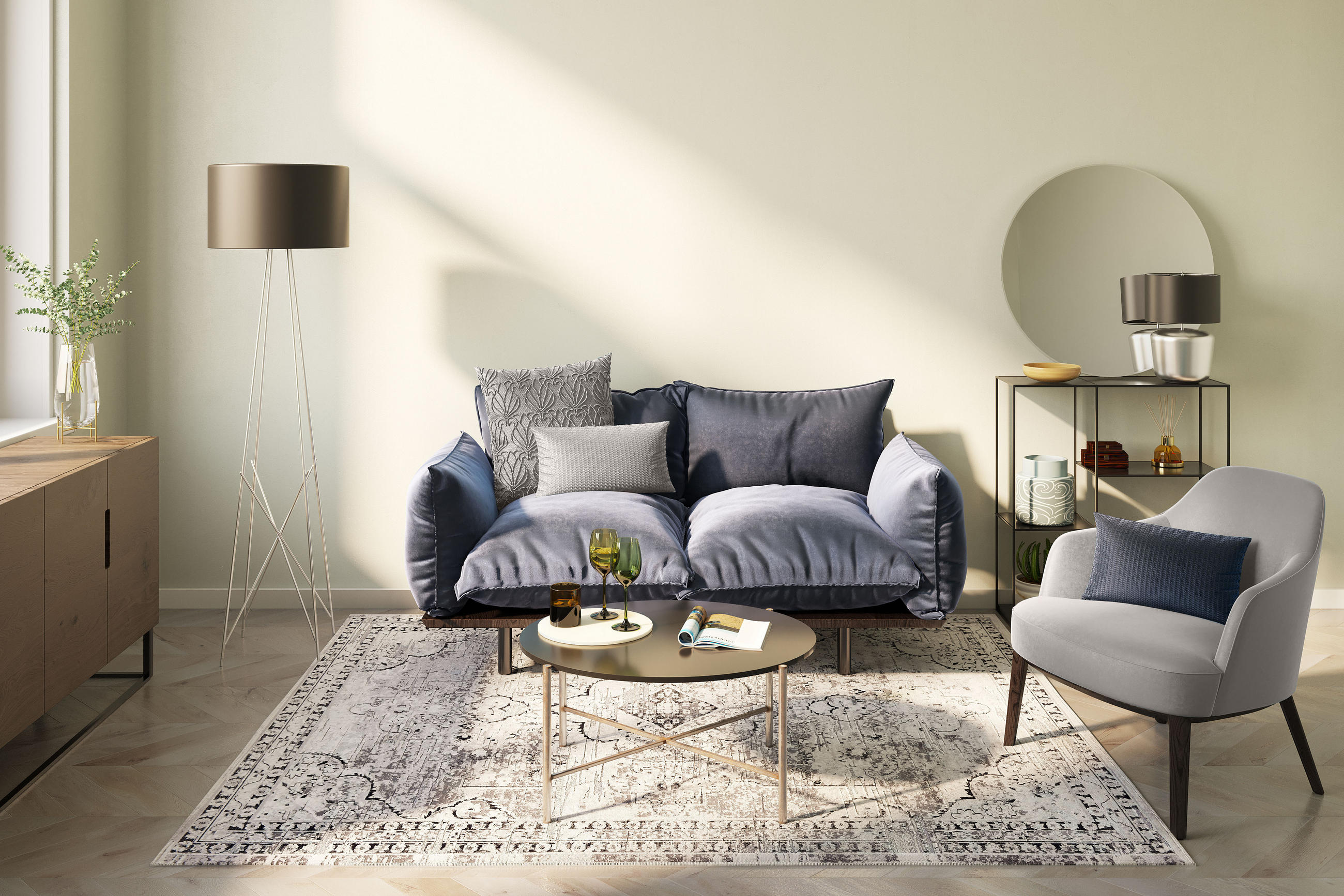 FLACHWEBETEPPICH Orelia 195x280 cm - Silberfarben, Textil (195/280cm) - Gino Falcone