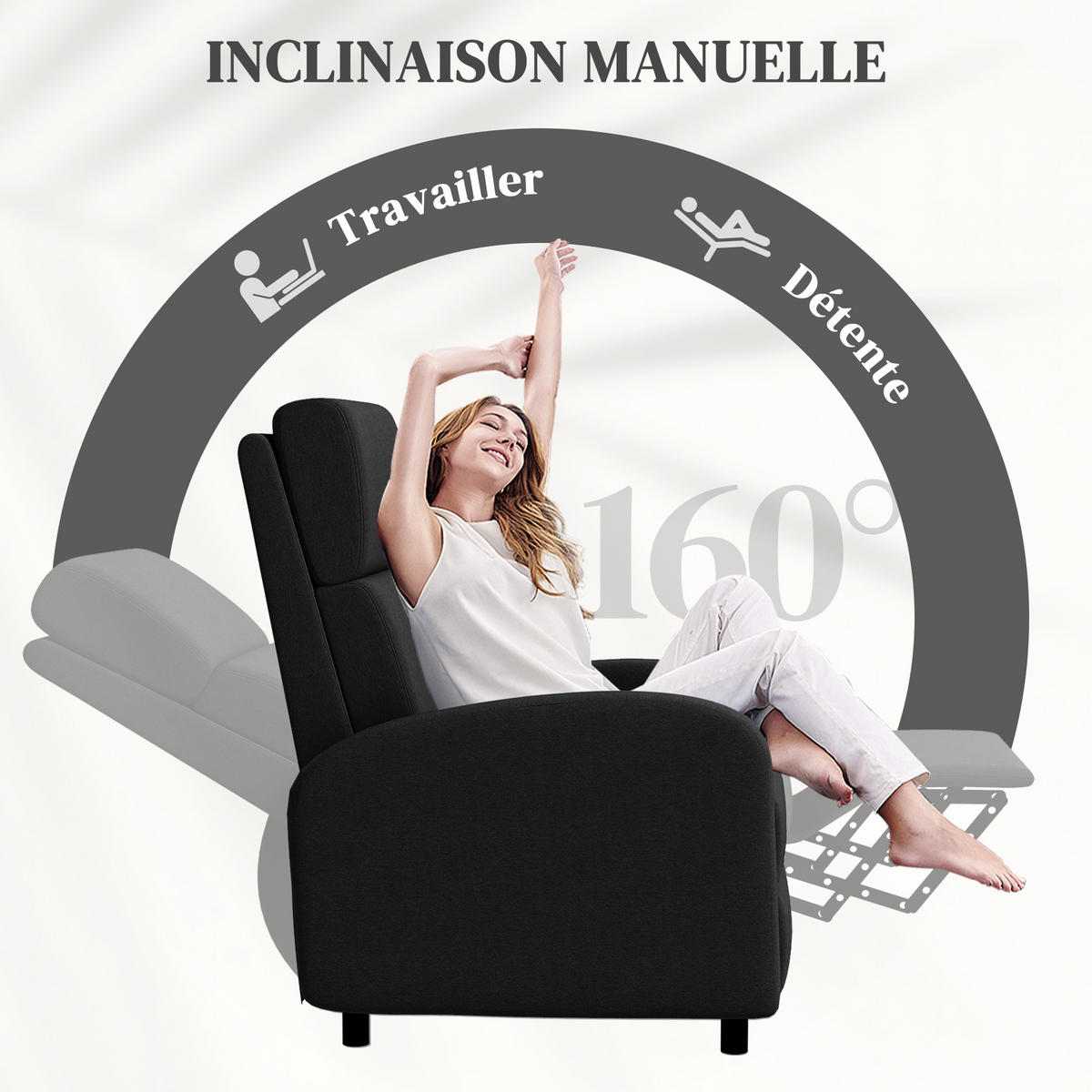 RELAXSESSEL, Liegesessel, bis 160° verstellbar, integrierte Fußstütze, Entspannung - Multicolor, Holzwerkstoff (64/102/86cm) - FORIOUS